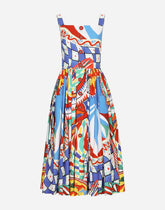 Carretto-print poplin calf-length dress - | Dolce & Gabbana