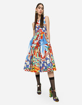Carretto-print poplin calf-length dress - | Dolce & Gabbana