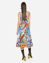 Carretto-print poplin calf-length dress - | Dolce & Gabbana
