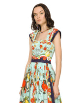 Bustier midi dress in citrus-print poplin - | Dolce & Gabbana