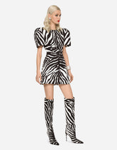 Short zebra-print brocade dress - | Dolce & Gabbana