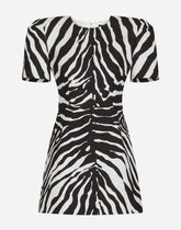 Short zebra-print brocade dress - | Dolce & Gabbana