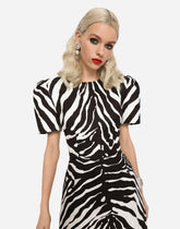 Short zebra-print brocade dress - | Dolce & Gabbana