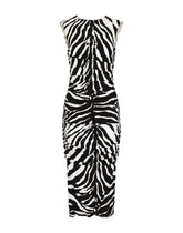 Zebra-print cady midi dress with draping - | Dolce & Gabbana