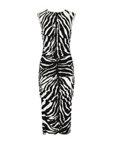 Zebra-print cady midi dress with draping - | Dolce & Gabbana