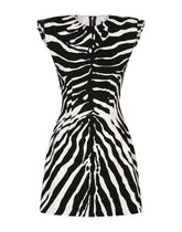 Short fit-and-flare cady dress with zebra print - | Dolce & Gabbana