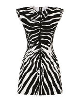 Short fit-and-flare cady dress with zebra print - | Dolce & Gabbana