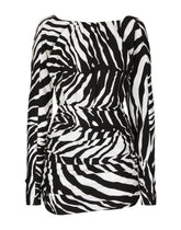 Short charmeuse dress with zebra print - | Dolce & Gabbana