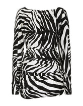 Short charmeuse dress with zebra print - | Dolce & Gabbana