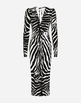 Zebra-print cady calf-length dress - | Dolce & Gabbana