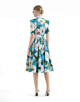 Short cotton corset dress with bouquet print - | Dolce & Gabbana
