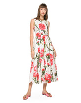 Carnation-print calf-length dress - | Dolce & Gabbana