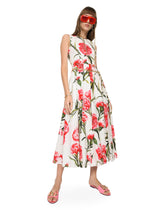 Carnation-print calf-length dress - | Dolce & Gabbana