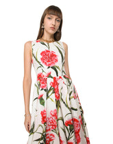Carnation-print calf-length dress - | Dolce & Gabbana
