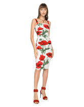 Draped poppy-print poplin dress - | Dolce & Gabbana