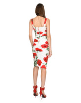 Draped poppy-print poplin dress - | Dolce & Gabbana