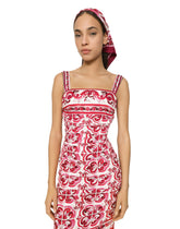 Majolica-print charmeuse midi dress - | Dolce & Gabbana