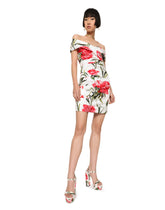 Draped carnation-print poplin dress - | Dolce & Gabbana