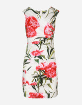 Draped carnation-print poplin dress - | Dolce & Gabbana