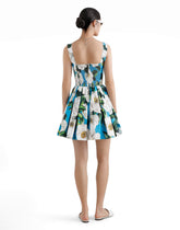 Short cotton corset dress with gardenia print - | Dolce & Gabbana