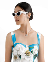 Short cotton corset dress with gardenia print - | Dolce & Gabbana