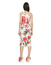 Carnation-print poplin one-shoulder dress - | Dolce & Gabbana