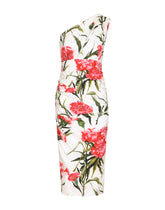 Carnation-print poplin one-shoulder dress - | Dolce & Gabbana