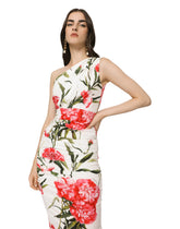 Carnation-print poplin one-shoulder dress - | Dolce & Gabbana