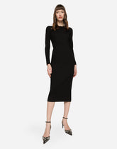 Longuette jersey dress with DG logo details - | Dolce & Gabbana