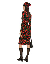 Long-sleeved jersey midi dress with cherry print - | Dolce & Gabbana