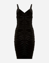 Velvet midi dress with draping - | Dolce & Gabbana