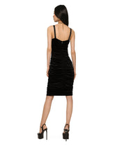 Velvet midi dress with draping - | Dolce & Gabbana