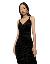 Velvet midi dress with draping - | Dolce & Gabbana