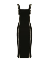 Jersey calf-length dress with zipper - | Dolce & Gabbana