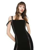 Jersey calf-length dress with zipper - | Dolce & Gabbana