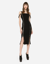 Jersey calf-length dress with zipper - | Dolce & Gabbana