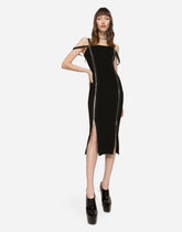 Jersey calf-length dress with zipper - | Dolce & Gabbana