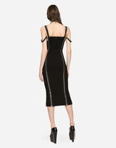 Jersey calf-length dress with zipper - | Dolce & Gabbana