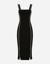 Jersey calf-length dress with zipper - | Dolce & Gabbana