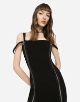 Jersey calf-length dress with zipper - | Dolce & Gabbana