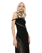 One-shoulder jersey dress with zipper - | Dolce & Gabbana
