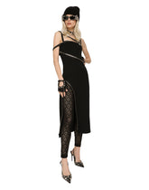 One-shoulder jersey dress with zipper - | Dolce & Gabbana