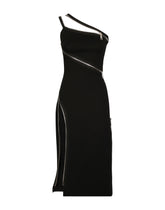 One-shoulder jersey dress with zipper - | Dolce & Gabbana