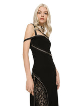 One-shoulder jersey dress with zipper - | Dolce & Gabbana