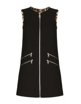 Short wool crepe A-line dress with zipper - | Dolce & Gabbana