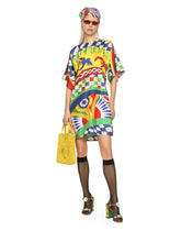 Short Carretto-print twill dress - | Dolce & Gabbana