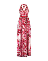Long sleeveless silk chiffon dress with majolica print - | Dolce & Gabbana
