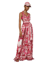 Long sleeveless silk chiffon dress with majolica print - | Dolce & Gabbana