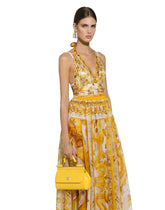 Long sleeveless silk chiffon dress with majolica print - | Dolce & Gabbana
