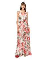 Long carnation-print chiffon dress - | Dolce & Gabbana